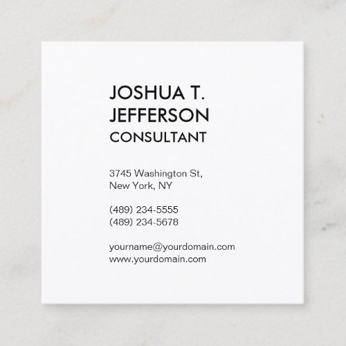 Extraordinary Size Black White Modern Stylish Square Business Card