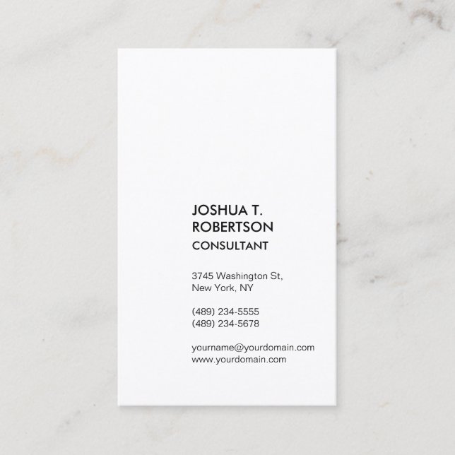 Extraordinary Vertical Black White Modern Stylish Business Card (Front)