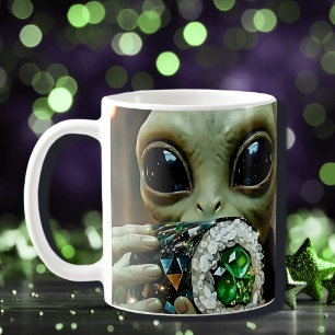 Extraterrestrial Alien and Crystalline Food Coffee Mug