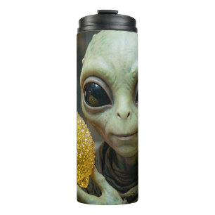 Extraterrestrial Alien and Crystalline Lemon Thermal Tumbler