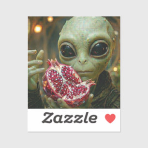 Extraterrestrial Alien and Pomegranate Sticker