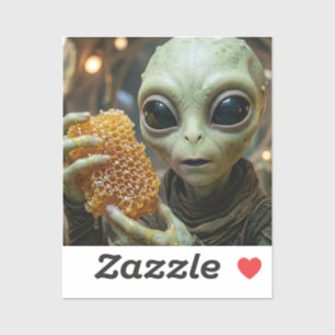 Extraterrestrial Alien Being with Honeycomb Sticker
