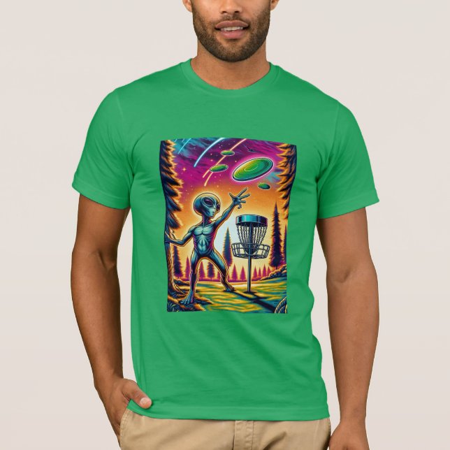 Extraterrestrial Alien Disc Golfing  T-Shirt (Front)