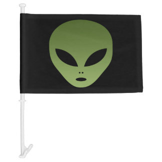 Extraterrestrial Alien Face Car Flag