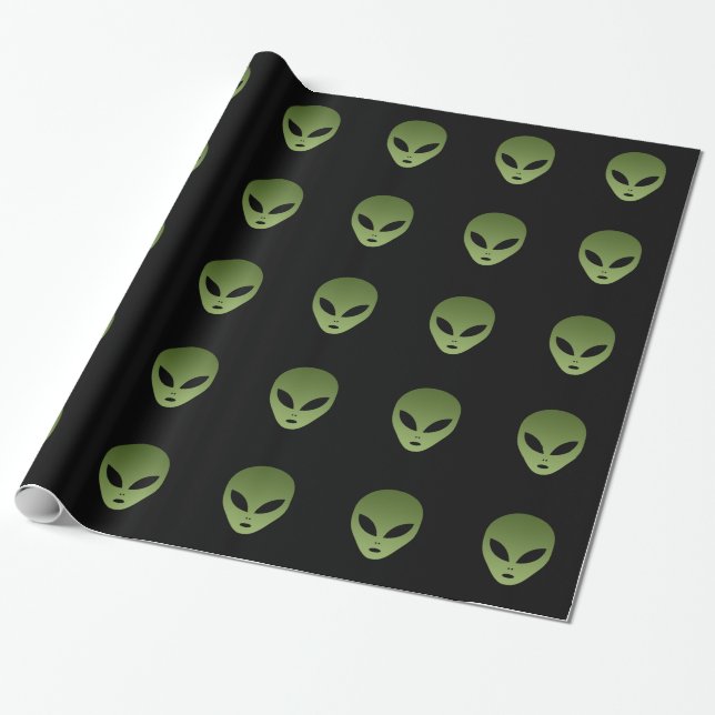 Extraterrestrial Alien Face Wrapping Paper (Unrolled)