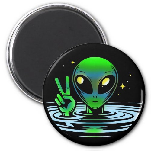 Extraterrestrial Alien giving Peace Sign  Magnet