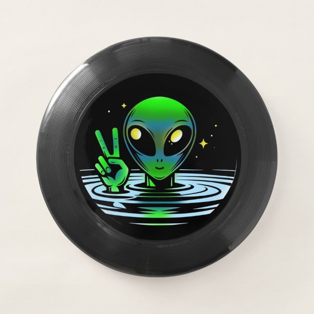 Extraterrestrial Alien giving Peace Sign  Wham-O Frisbee (Front)
