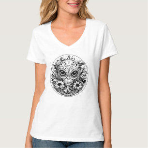 Extraterrestrial Alien in Flowers Starry Night T-Shirt