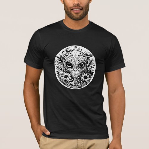 Extraterrestrial Alien in Flowers  T_Shirt