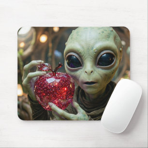 Extraterrestrial Alien with a Crystalline Apple  Mouse Pad