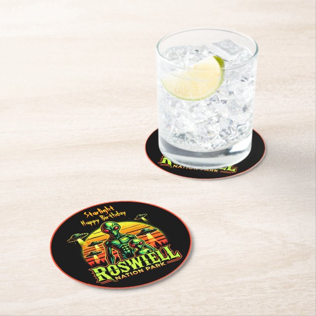 Extraterrestrial Beings at Roswell Nation Park Round Paper Coaster (Insitu)