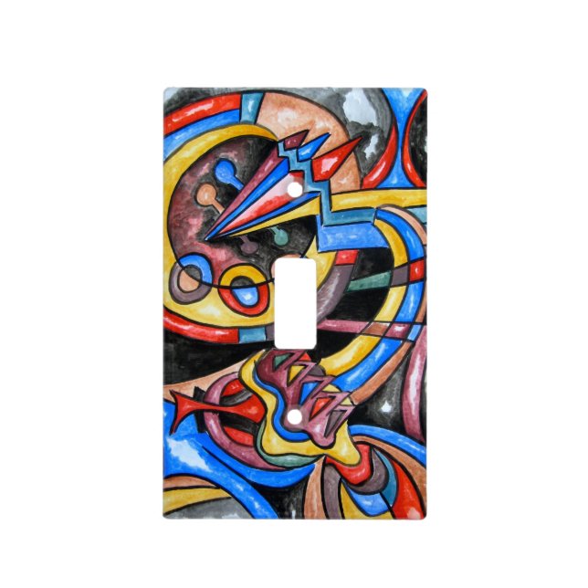 Extraterrestrial Jazz- Abstract Art Hand Painted Light Switch Cover (Front)