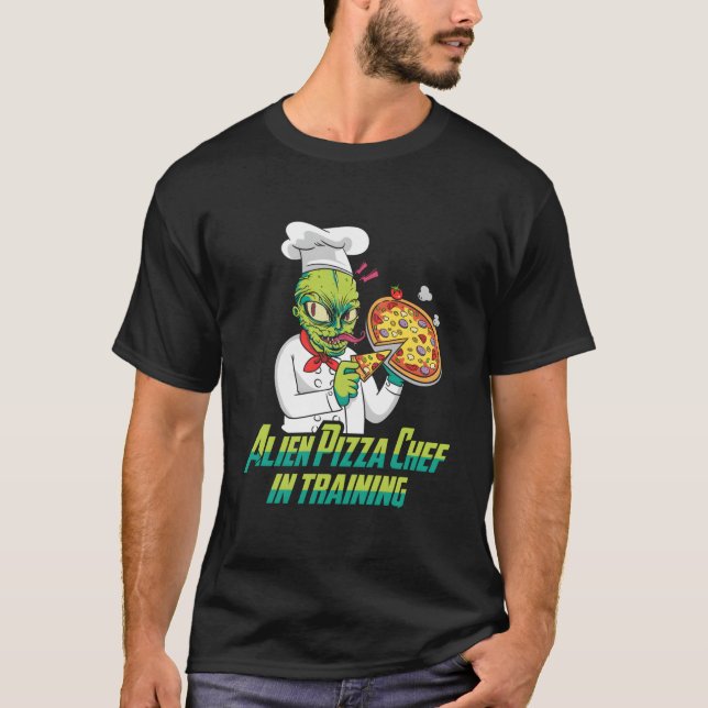 Extraterrestrial Saucer Ufo Paranormal Alien Pizza T-Shirt (Front)