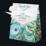 Extravagant Aqua Peacock Feathers Wedding Favor Boxes<br><div class="desc">A beautiful modern wedding party favor box with your fully customized text and a stunning peacock feather ornament with vibrant colors. An original design available exclusively at ©GardenEden online store.</div>