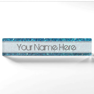 Extravagant Blue Glitter Shine Name Plate