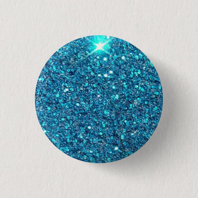 Extravagant Blue Glitter Shine Pinback Button (Front)