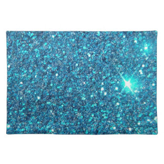Extravagant Blue Glitter Shine Placemat