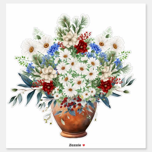 Extravagant Bouquet of Christmas Florals Sticker