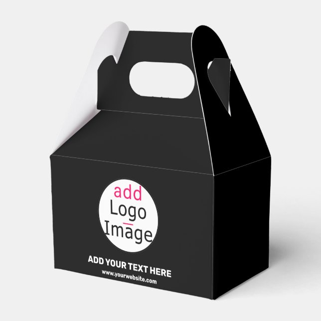 Extravagant Business Branding Customizable Black Favor Boxes (Front Side)