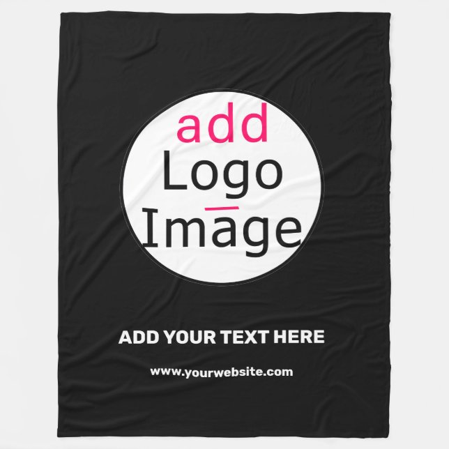 Extravagant Business Chic Custom Black Large Fleece Blanket (Front)