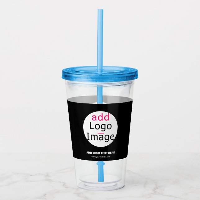 Extravagant Business Chic Customizable Logo Black  Acrylic Tumbler (Front)