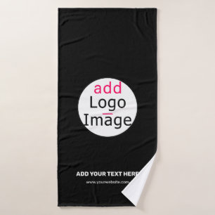 Extravagant Business Chic Customizable Logo Black Bath Towel