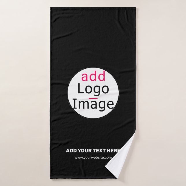 Extravagant Business Chic Customizable Logo Black  Bath Towel (Bath Towel)