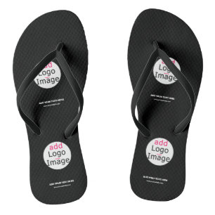 Extravagant Business Chic Customizable Logo Black Flip Flops