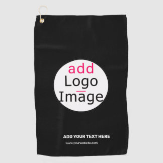 Extravagant Business Chic Customizable Logo Black Golf Towel