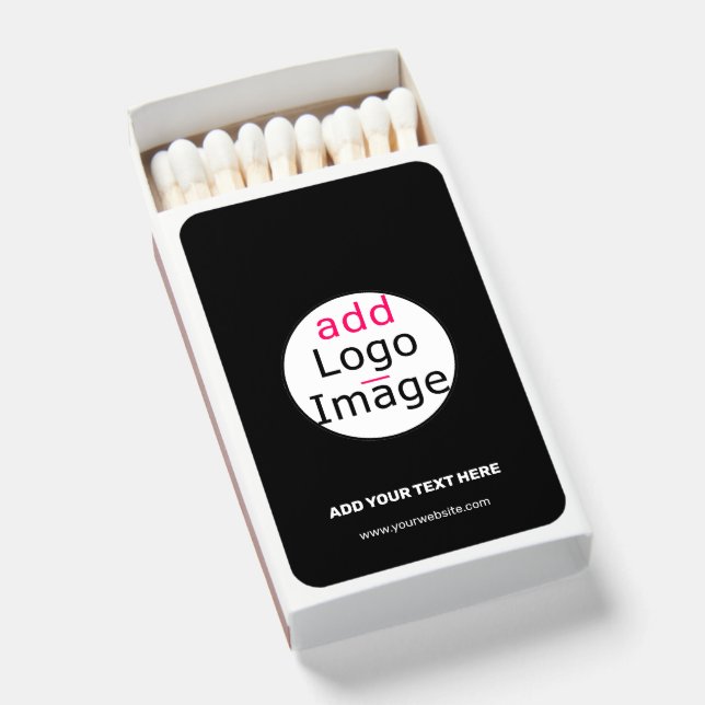 Extravagant Business Chic Customizable Logo Black  Matchboxes (Front Open)