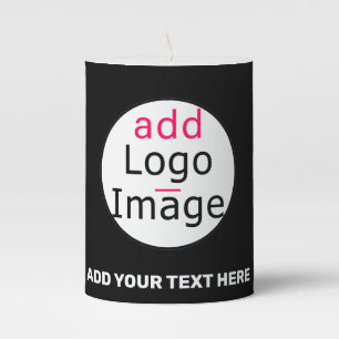 Extravagant Business Chic Customizable Logo Black  Pillar Candle