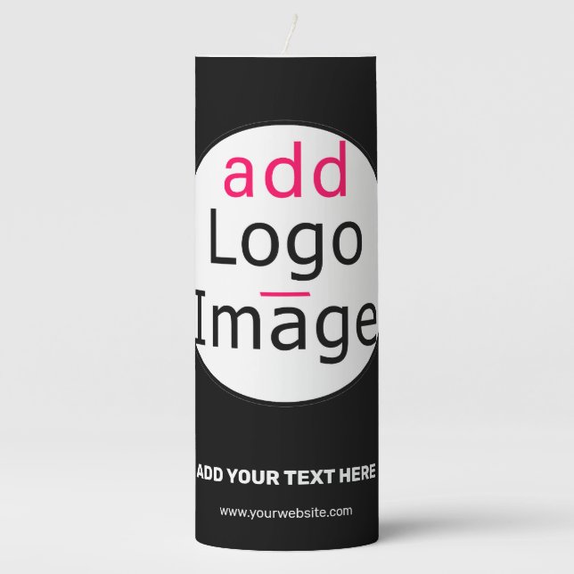 Extravagant Business Chic Customizable Logo Black  Pillar Candle (Front)