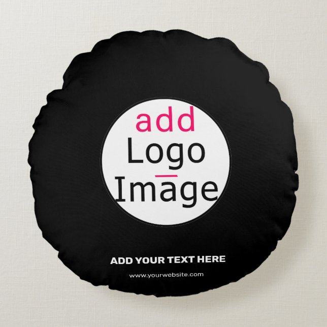 Extravagant Business Chic Customizable Logo Black  Round Pillow (Front)