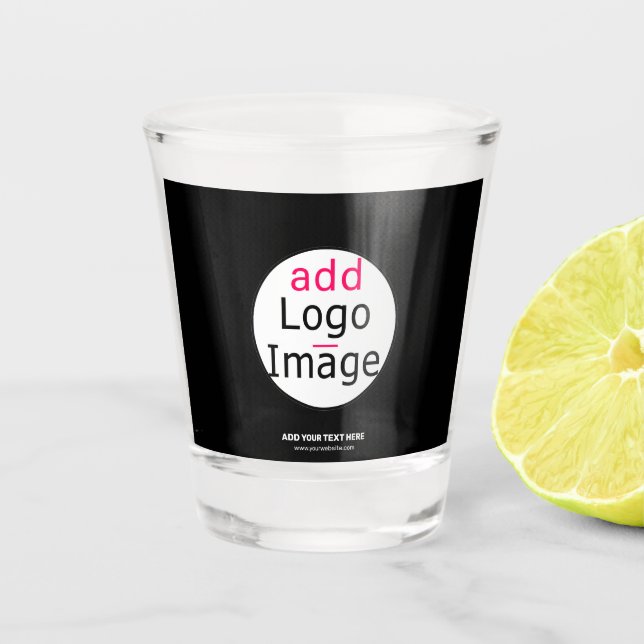 Extravagant Business Chic Customizable Logo Black  Shot Glass (Front)