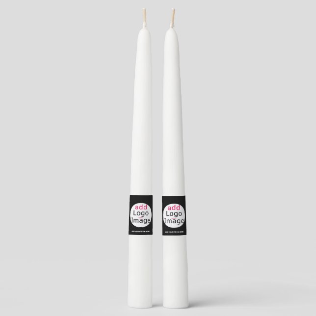 Extravagant Business Chic Customizable Logo Black Taper Candle (Front)