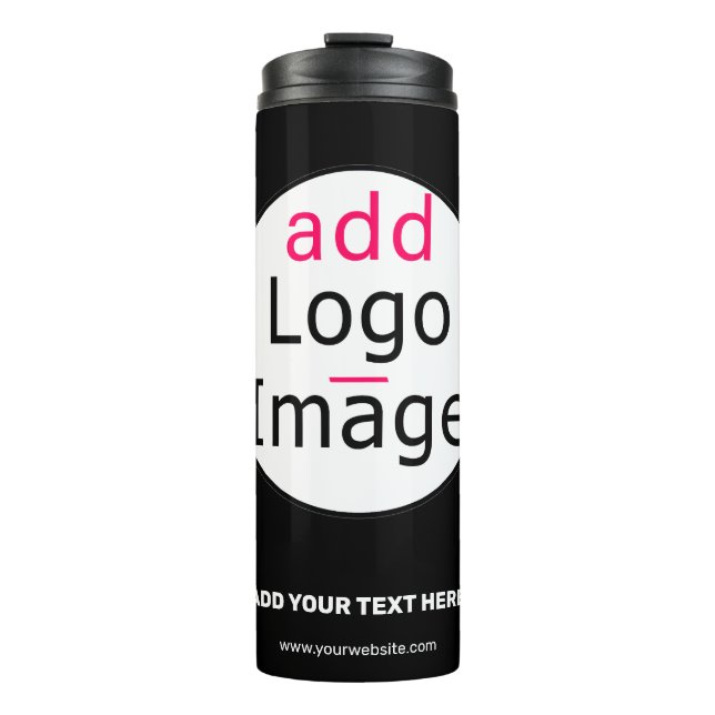 Extravagant Business Chic Customizable Logo Black  Thermal Tumbler (Front)