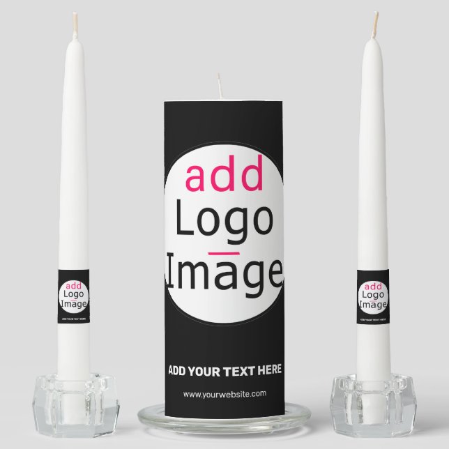 Extravagant Business Chic Customizable Logo Black  Unity Candle Set (Front)