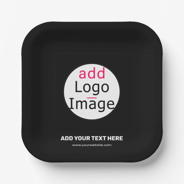 Extravagant Business Custom Brand Black Paper Plates (Front)