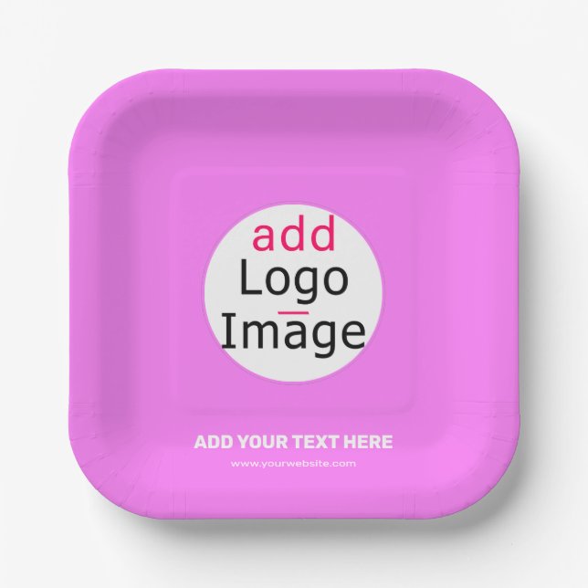 Extravagant Business Custom Brand Pink Paper Plates (Front)