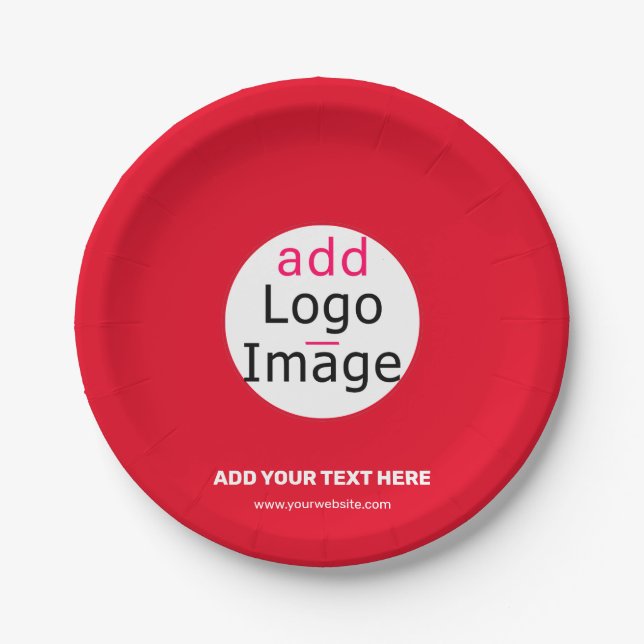 Extravagant Business Custom Brand Red Paper Plates (Front)