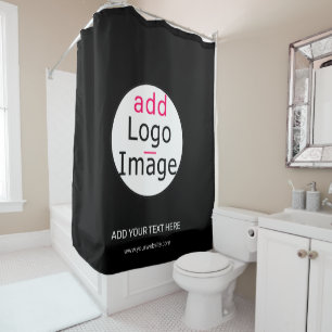 Extravagant Business Promotion Customizable Black Shower Curtain