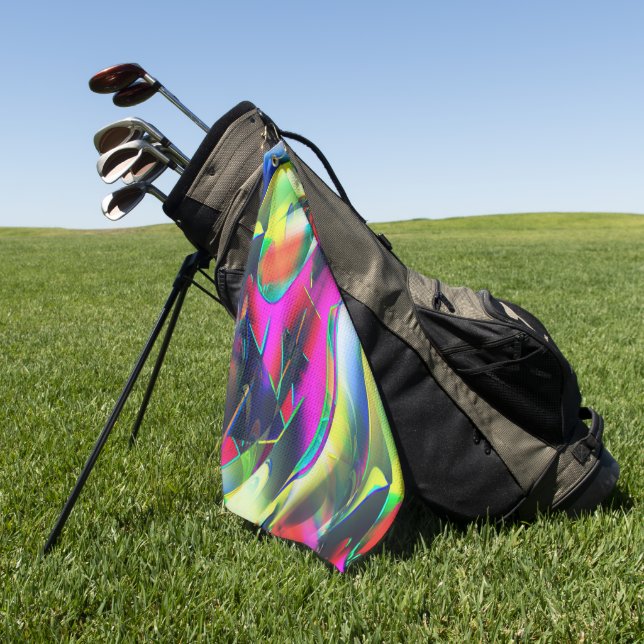 Extravagant colors of abstract and showy shapes    golf towel (Green)