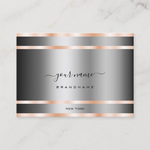 Extravagant Dark Silver and Rose Gold Effect Business Card