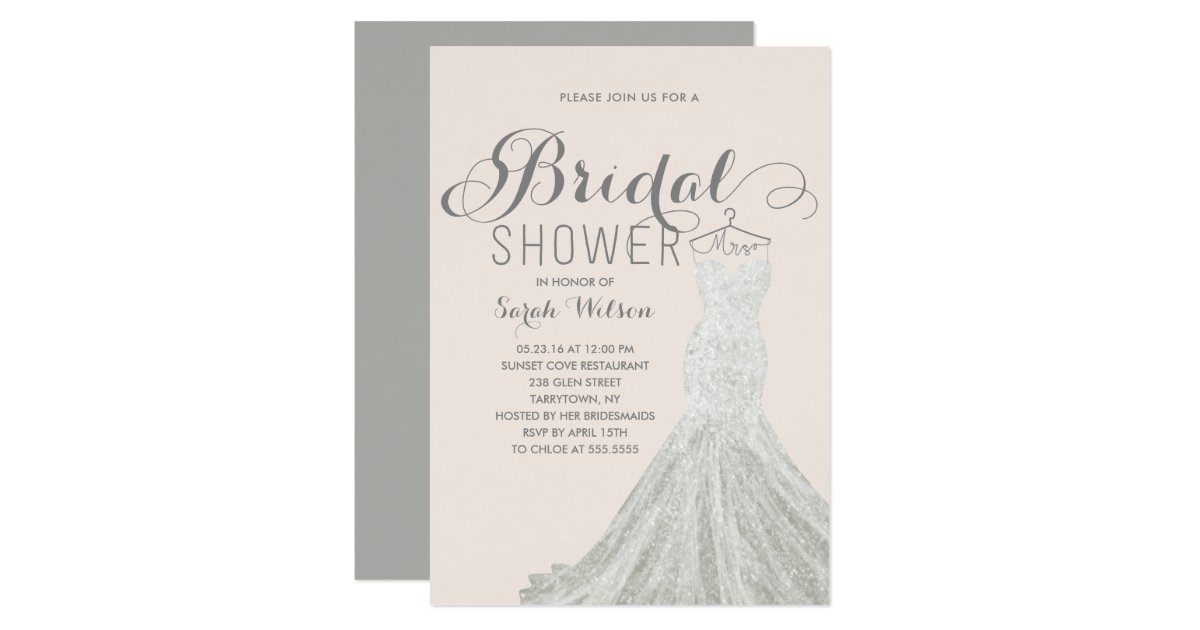Extravagant Dress Blush | Bridal Shower Invitation | Zazzle.com