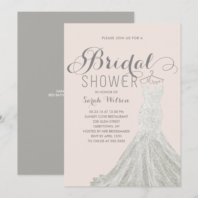 Extravagant Dress Blush | Bridal Shower Invitation (Front/Back)