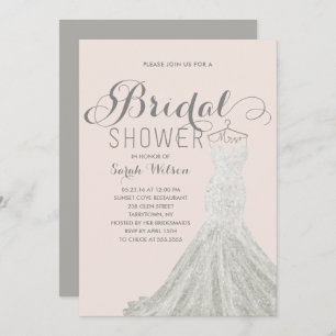 Extravagant Dress Blush   Bridal Shower Invitation