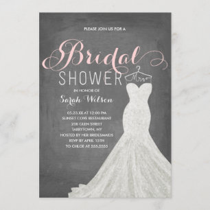 Extravagant Dress Chalkboard Bridal Shower Invitation