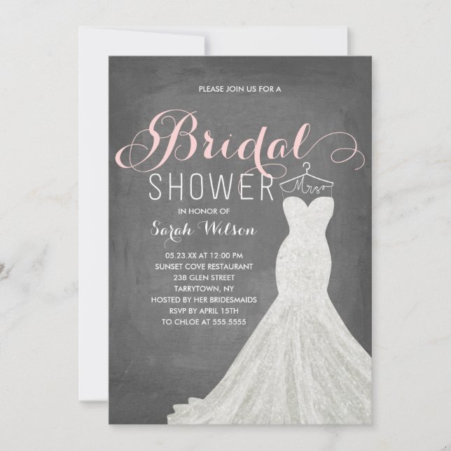 Extravagant Dress Chalkboard | Bridal Shower Invitation (Front)