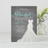 Extravagant Dress Chalkboard Teal | Bridal Shower Invitation (Standing Front)