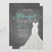 Extravagant Dress Chalkboard Teal | Bridal Shower Invitation (Front/Back)